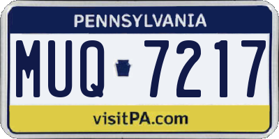 PA license plate MUQ7217