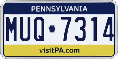 PA license plate MUQ7314