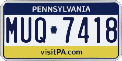 PA license plate MUQ7418