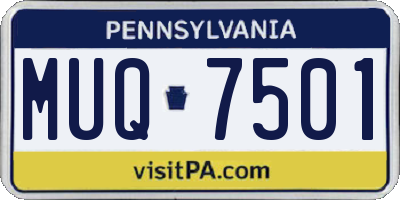 PA license plate MUQ7501