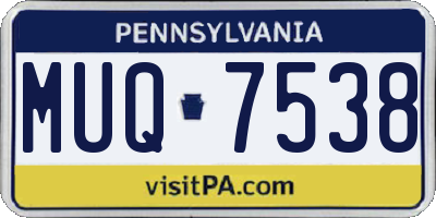 PA license plate MUQ7538