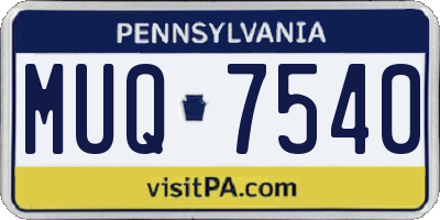 PA license plate MUQ7540