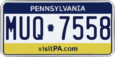 PA license plate MUQ7558