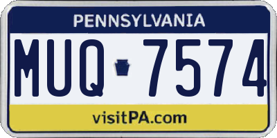 PA license plate MUQ7574