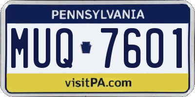 PA license plate MUQ7601