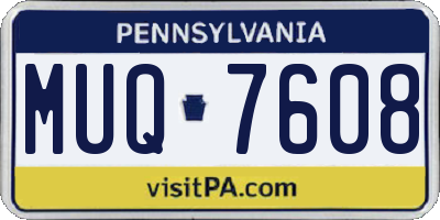 PA license plate MUQ7608