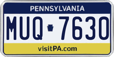 PA license plate MUQ7630