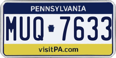 PA license plate MUQ7633