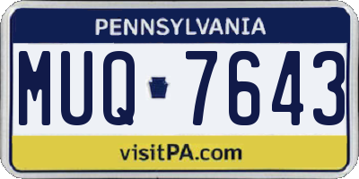 PA license plate MUQ7643