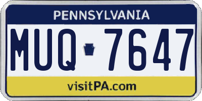 PA license plate MUQ7647