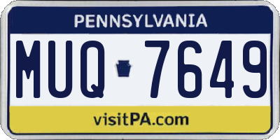 PA license plate MUQ7649