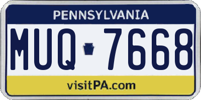 PA license plate MUQ7668