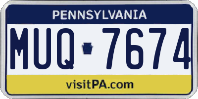 PA license plate MUQ7674