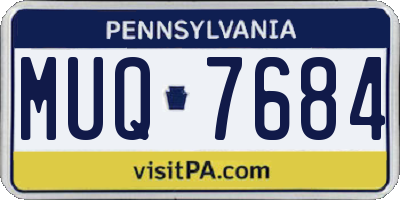 PA license plate MUQ7684