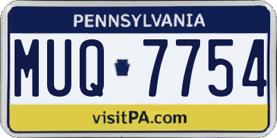 PA license plate MUQ7754