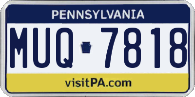 PA license plate MUQ7818