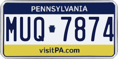 PA license plate MUQ7874