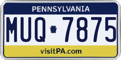 PA license plate MUQ7875