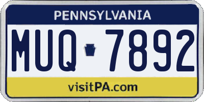 PA license plate MUQ7892