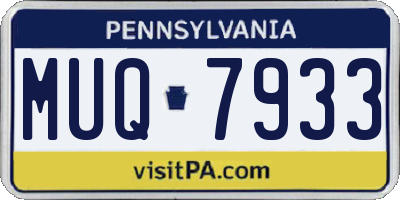 PA license plate MUQ7933