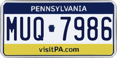 PA license plate MUQ7986
