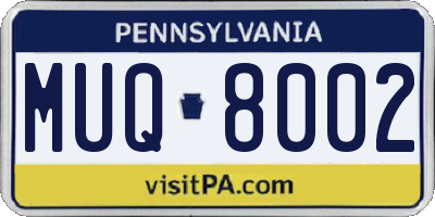 PA license plate MUQ8002