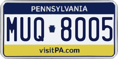 PA license plate MUQ8005