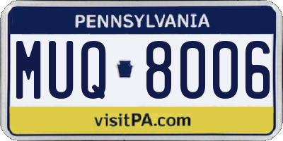 PA license plate MUQ8006