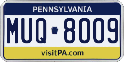 PA license plate MUQ8009
