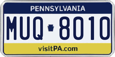 PA license plate MUQ8010