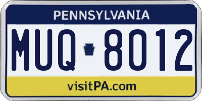 PA license plate MUQ8012