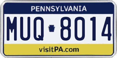 PA license plate MUQ8014