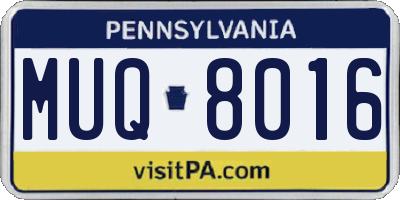 PA license plate MUQ8016