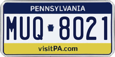 PA license plate MUQ8021