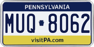 PA license plate MUQ8062
