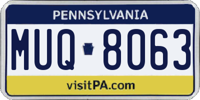 PA license plate MUQ8063