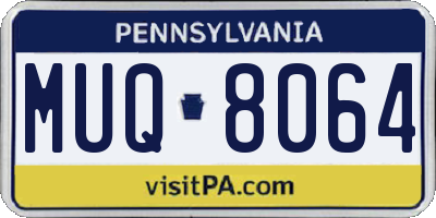 PA license plate MUQ8064