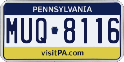 PA license plate MUQ8116