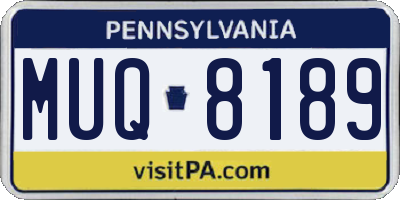 PA license plate MUQ8189