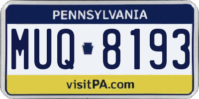 PA license plate MUQ8193
