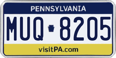 PA license plate MUQ8205