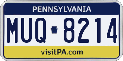 PA license plate MUQ8214