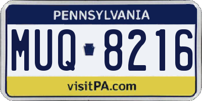 PA license plate MUQ8216