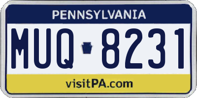 PA license plate MUQ8231