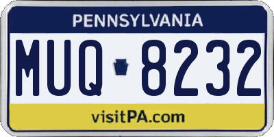 PA license plate MUQ8232