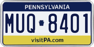 PA license plate MUQ8401