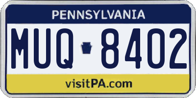 PA license plate MUQ8402
