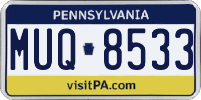 PA license plate MUQ8533