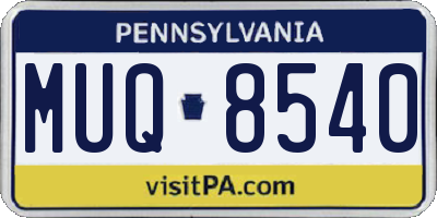 PA license plate MUQ8540