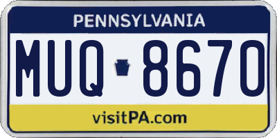 PA license plate MUQ8670